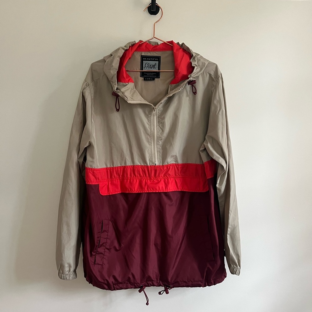 Beautiful Giant Colorblock Anorak Jacket - Beige, Red, Burgundy
